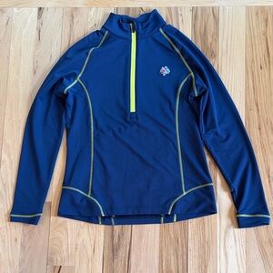 Peter Millar Navy and Lime Half Zip Top